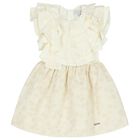 Girls White & Gold Floral Jacquard Dress, 1, hi-res
