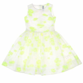 Girls White & Neon Yellow Dress