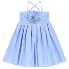 فستان بنات بطبعة الزهور باللون الأزرق, 1, hi-res