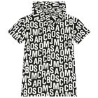 Girls Black & White Logo Hooded Dress, 1, hi-res