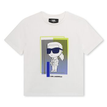 Boys White Ikonik Karl Logo T-Shirt