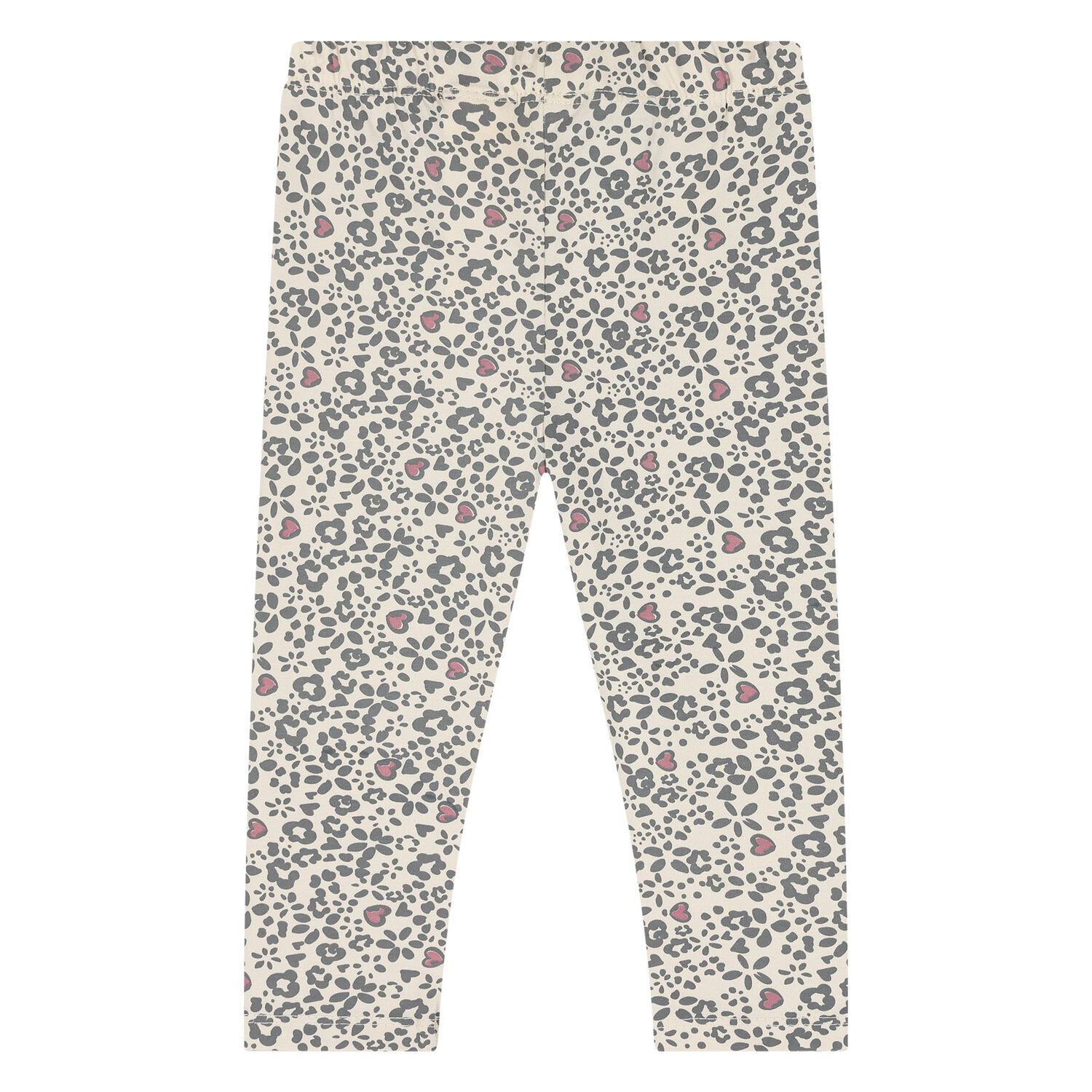 Baby Girls Ivory & Black Heart Leggings, 1, hi-res