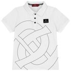 Boys White Logo Polo Shirt, 1, hi-res