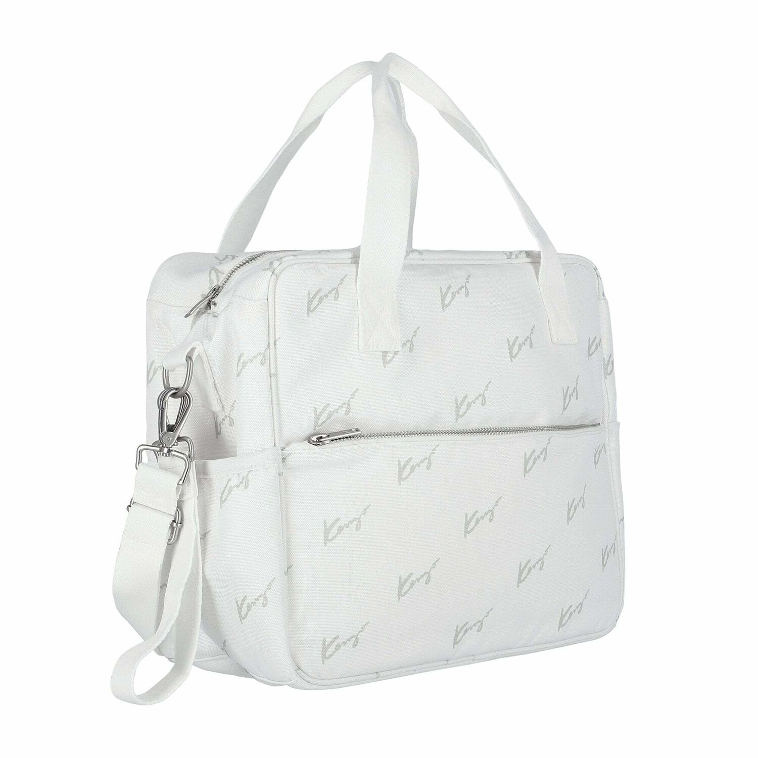 White & Grey Logo Baby Changing Bag, 3, hi-res
