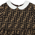 Baby Girls Beige FF Logo Dress, 1, hi-res