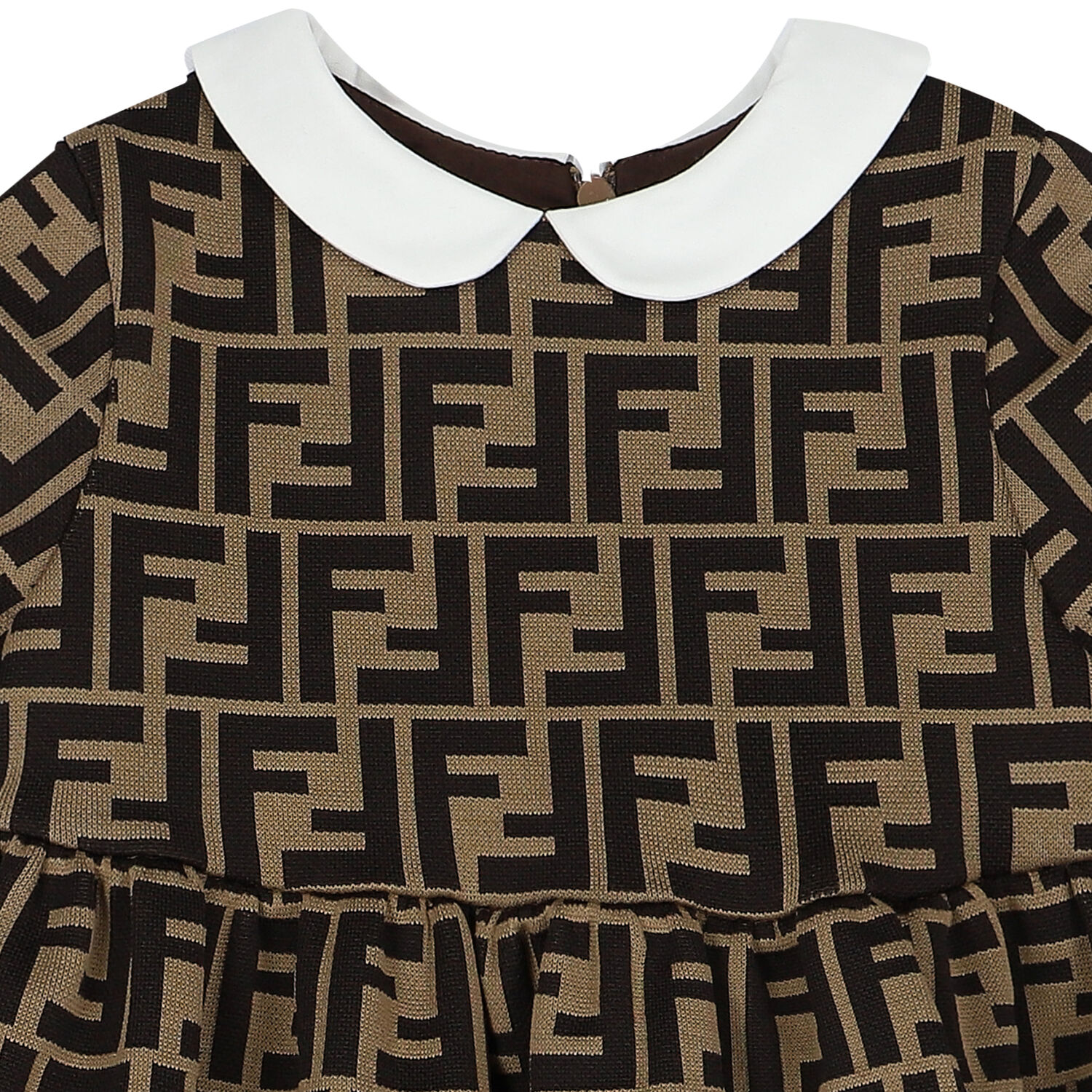 Baby Girls Beige FF Logo Dress, 1, hi-res image number null