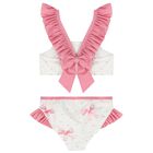 Girls White & Pink Bow Bikini, 1, hi-res