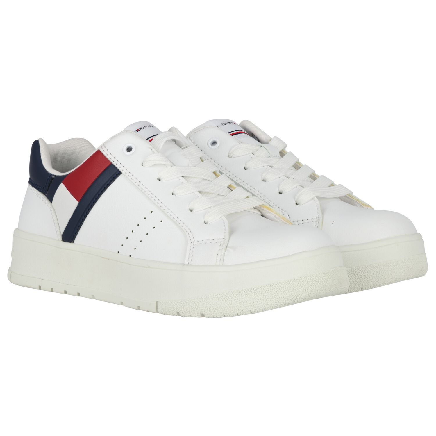 Boys White Logo Trainers, 1, hi-res