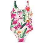 Girls Ivory Floral Logo Swimsuit, 1, hi-res