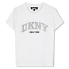 Girls White Embellished Logo T-Shirt, 1, hi-res