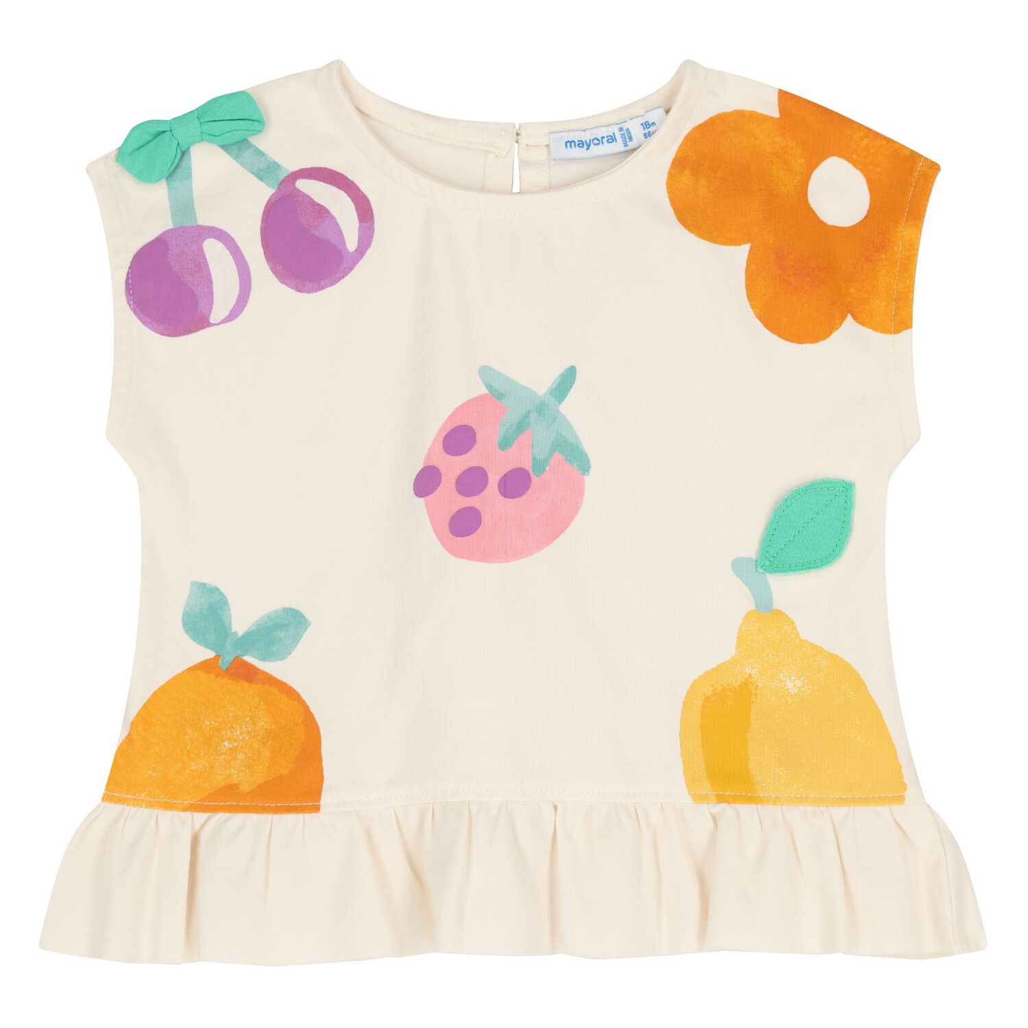 طقم شورتات للبنات الصغيرات باللونين العاجي والأرجواني, 1, hi-res