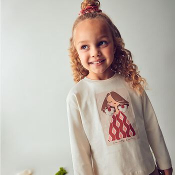 Girls Ivory Long Sleeve Top Set