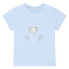 طقم شورت قطني باللونين الأبيض والأزرق للأولاد الصغار (قطعتان), 1, hi-res