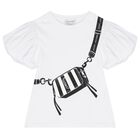 Girls White Logo Bag T-Shirt, 1, hi-res