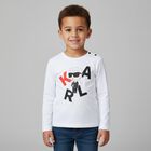 Younger Boys White Ikonik Karl Long Sleeve Top, 1, hi-res