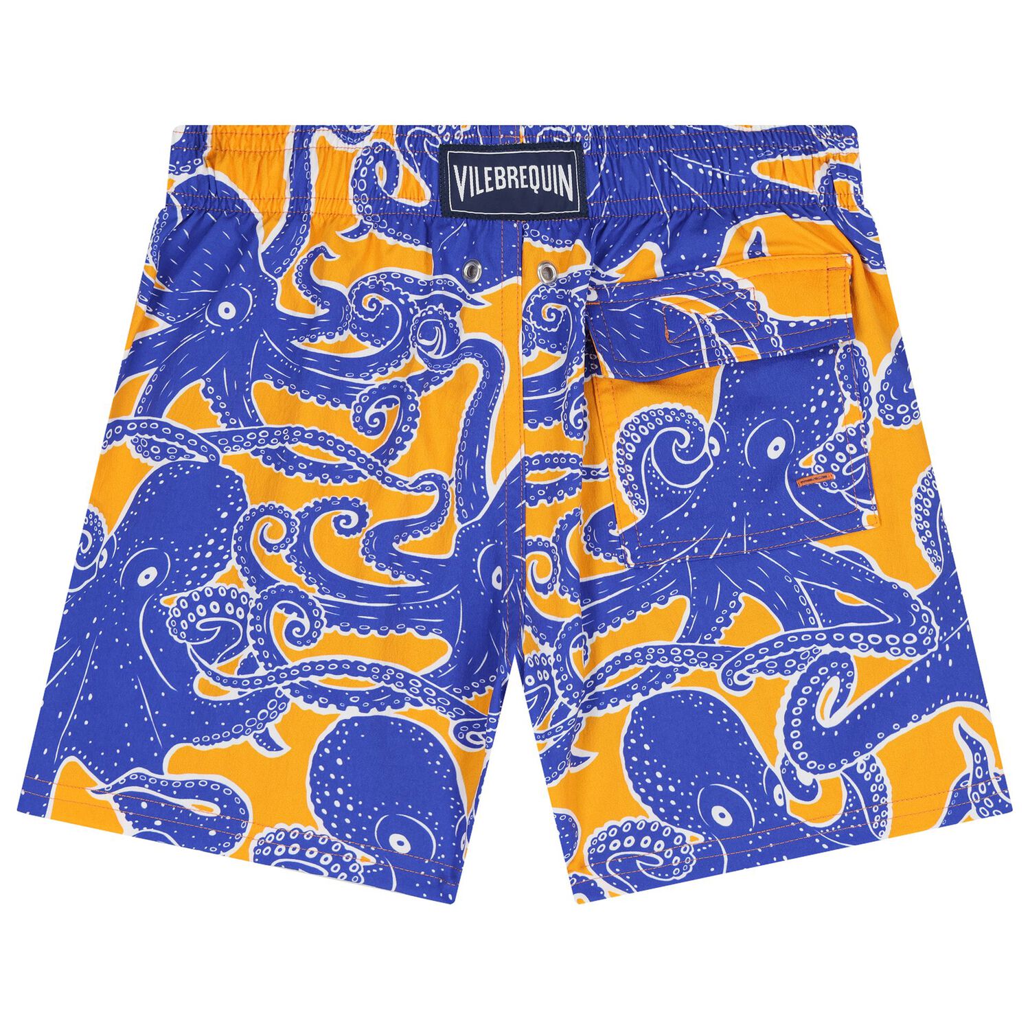 Boys Blue & Orange Octopus Swim Shorts, 1, hi-res