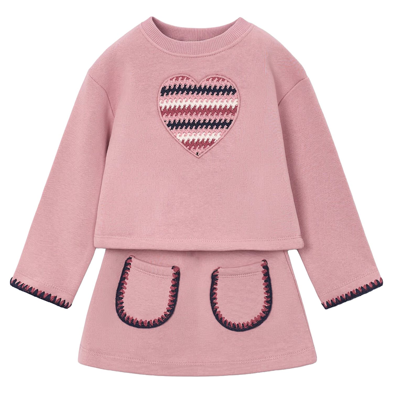 Girls Pink Heart Skirt Set, 2, hi-res