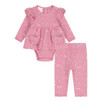 Baby Girls Pink Heart Bodysuit Gift Set