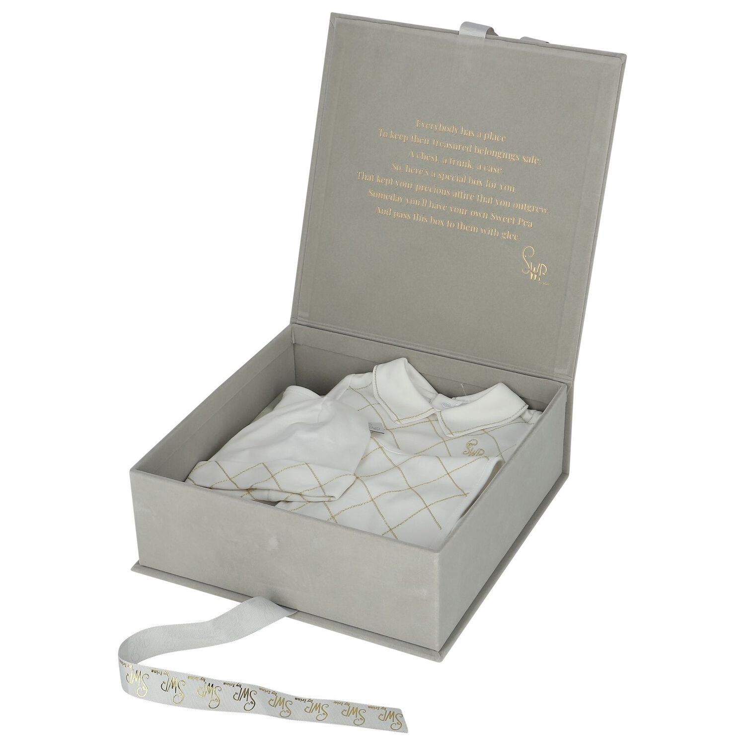 طقم هدايا للأولاد أفرول بالشعار باللون الأبيض والذهبي, 1, hi-res image number null