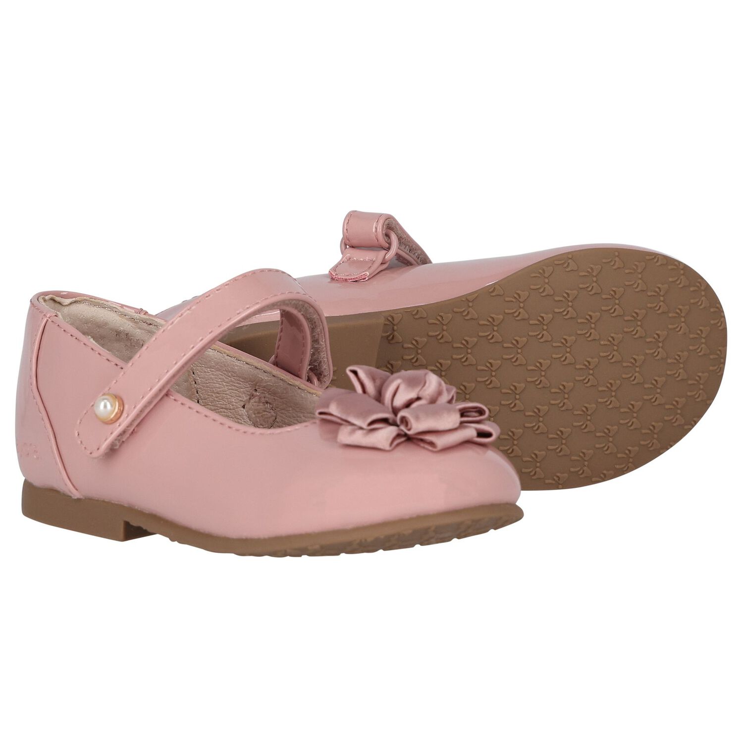 حذاء بنات باليرينا جلد  باللون الوردي, 2, hi-res