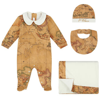 Beige & Ivory Geo Map Babygrow Gift Set