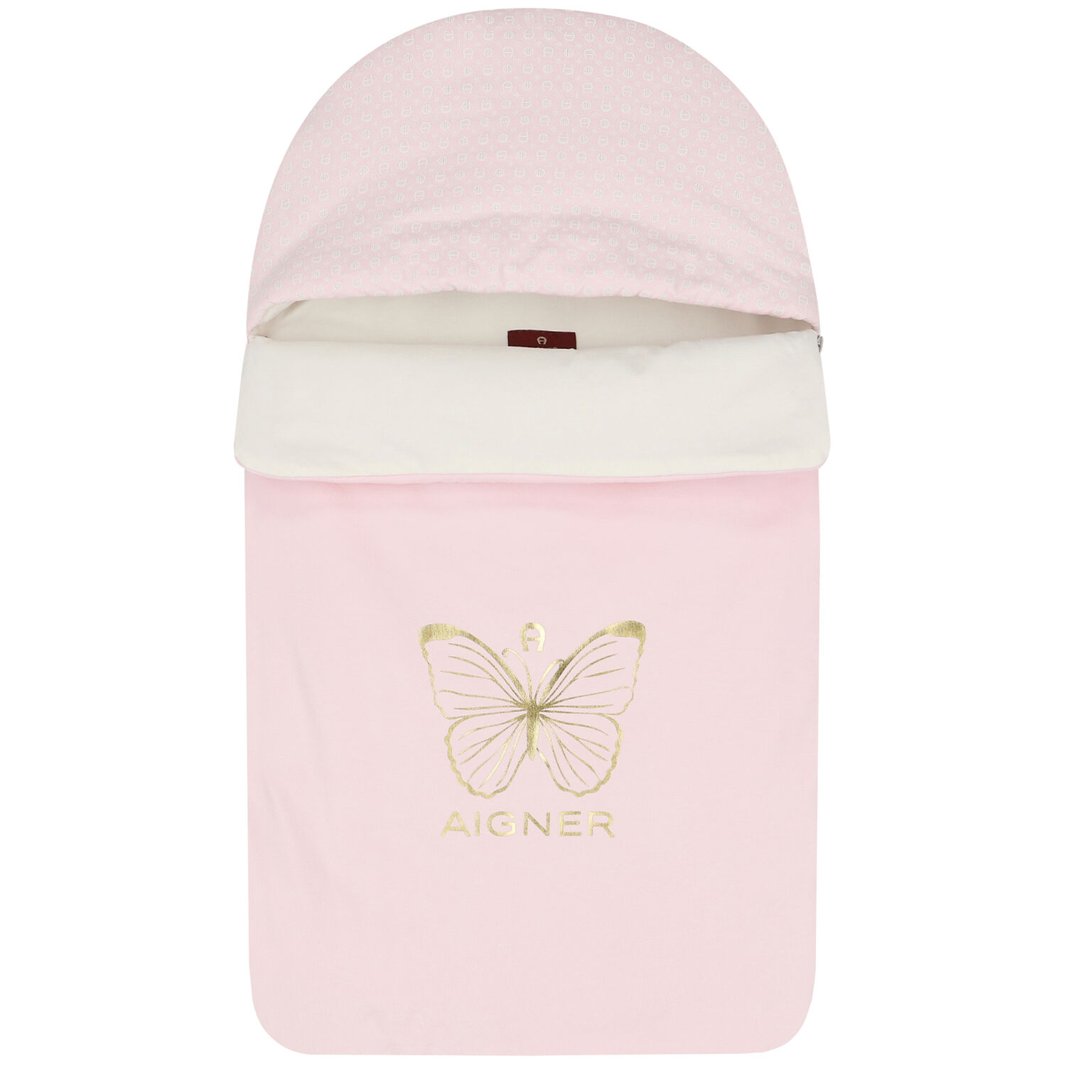 Baby Girls Pink, Ivory & White Pima Cotton Logo Nest, 1, hi-res