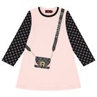 Girls Black & Pink Logo Dress, 1, hi-res