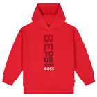 Boys Red Logo Hooded Top, 1, hi-res