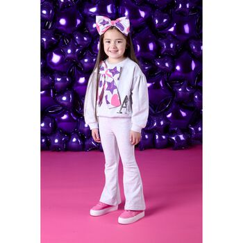 Girls Grey Logo Bow Legging Set