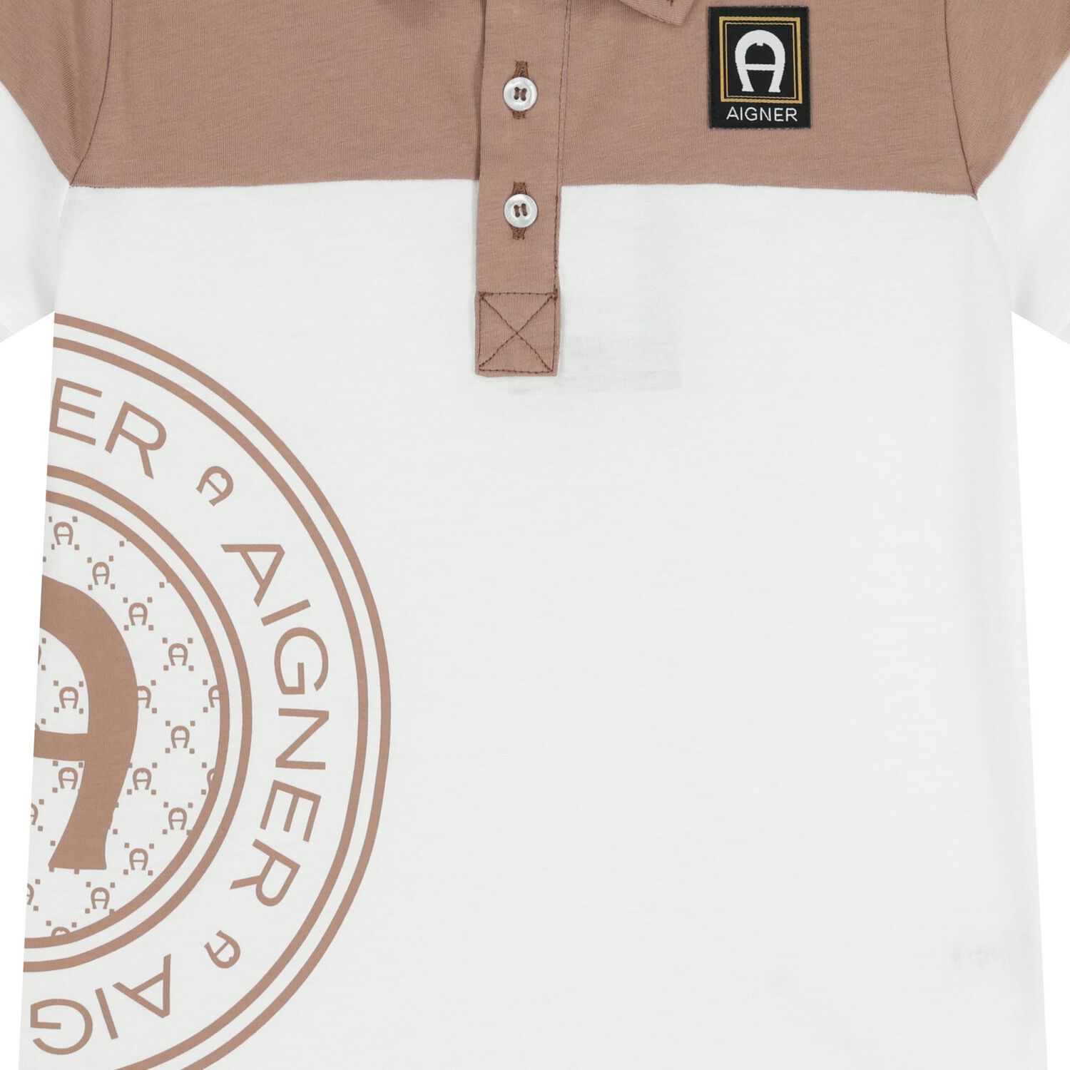Boys White & Beige Logo Polo Shirt , 2, hi-res