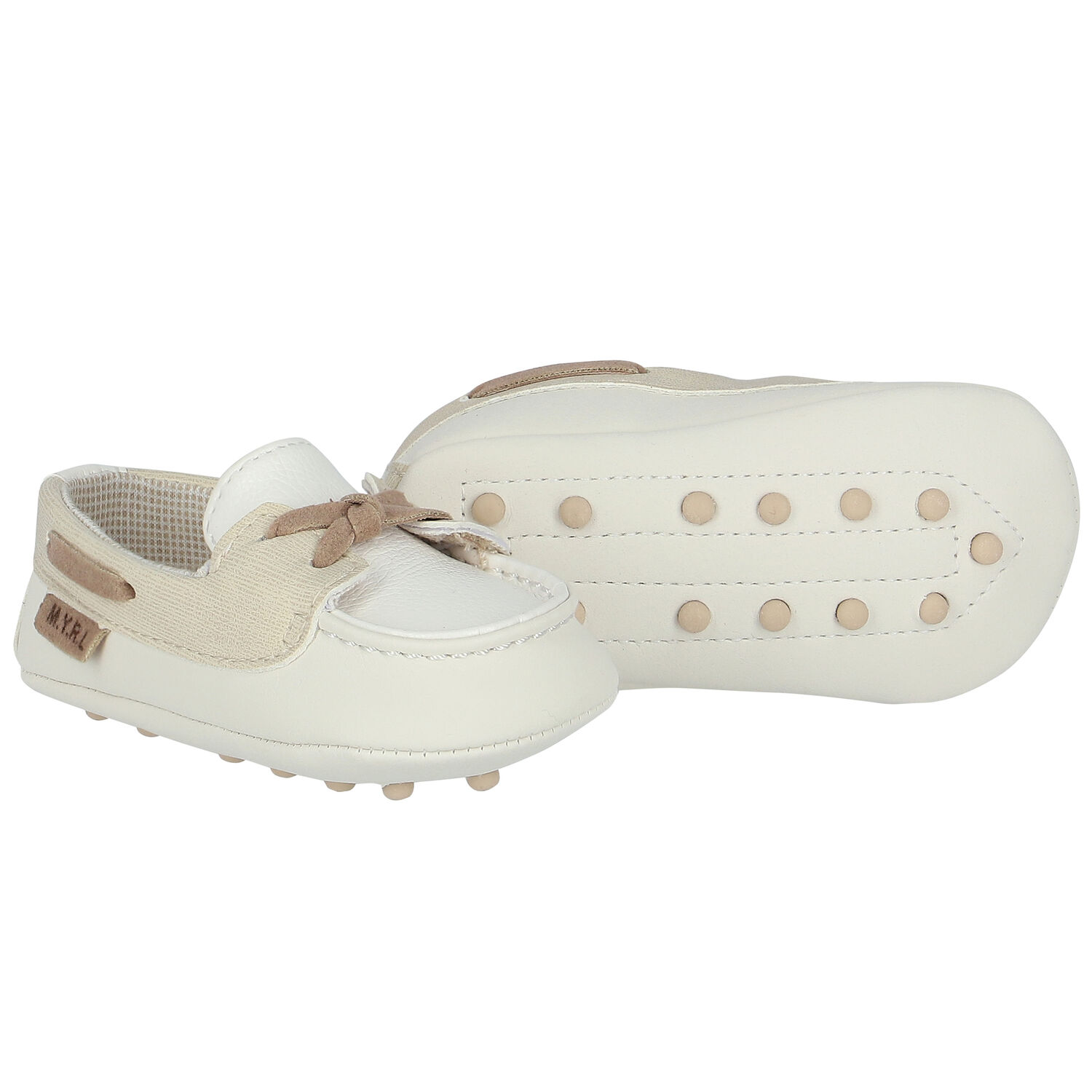 Baby Boys White & Ivory Moccasins, 1, hi-res