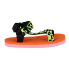 Girls Pink & Orange Logo Sandals, 1, hi-res