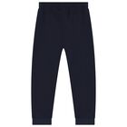 Boys Navy Blue Logo Joggers, 1, hi-res