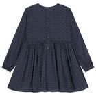 Girls Navy Blue Bow & Dots Dress, 1, hi-res