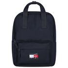 Boys Navy Blue Logo Backpack, 1, hi-res