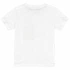 Younger Boys White & Gold Logo T-Shirt, 1, hi-res