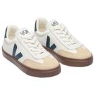 White & Beige Leather Trainers, 1, hi-res