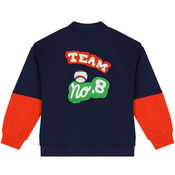 Boys Navy & Red Logo Zip Up Top
