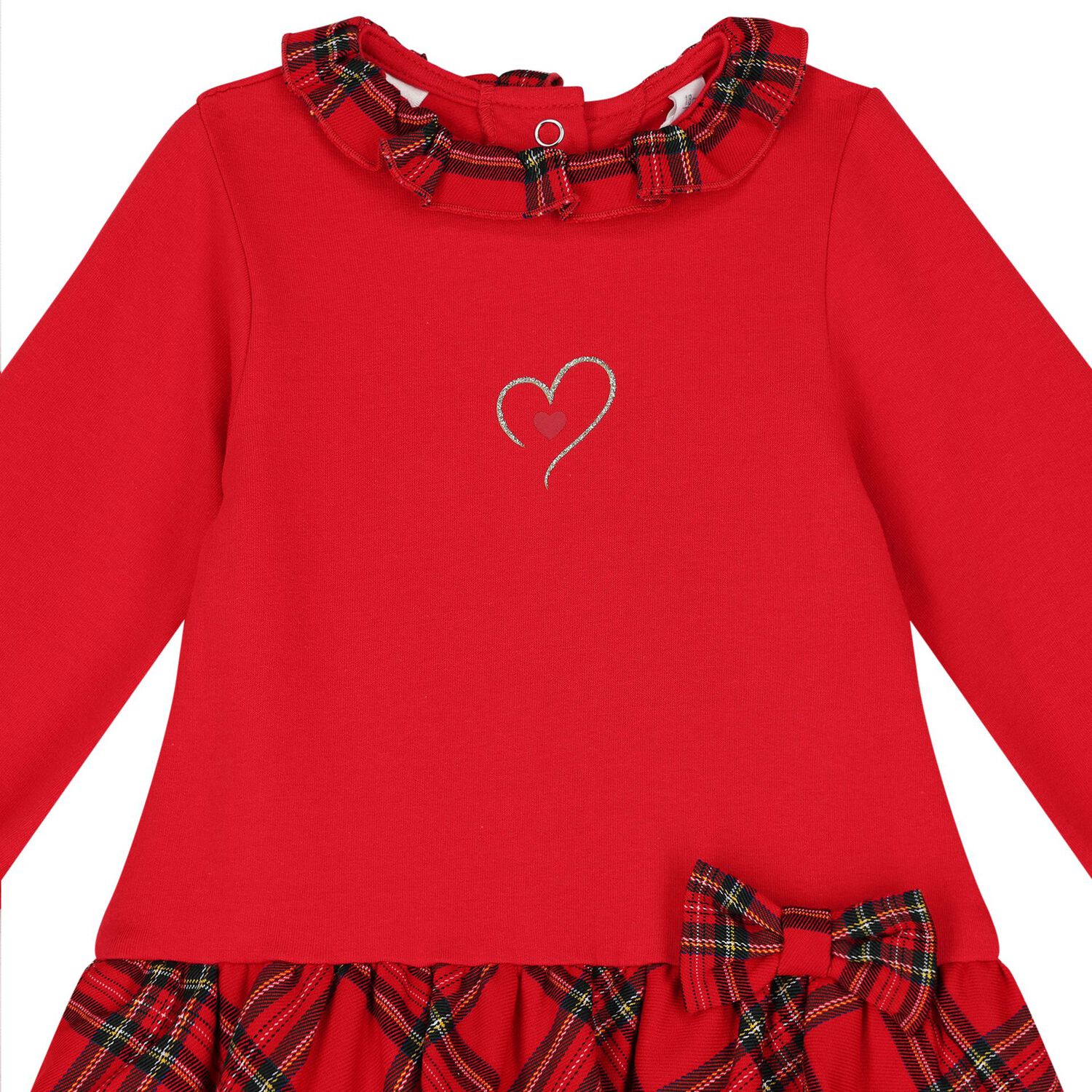 Baby Girls Red Tartan Dress, 1, hi-res