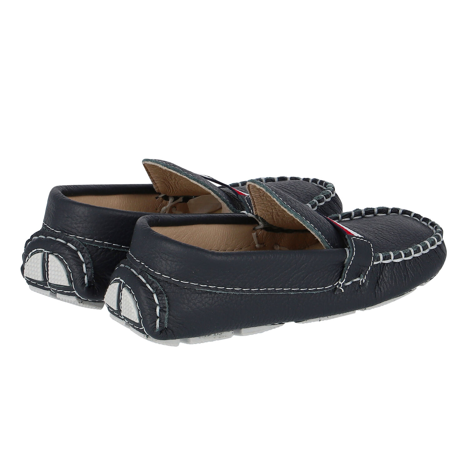 Boys Navy Leather Loafers, 2, hi-res image number null