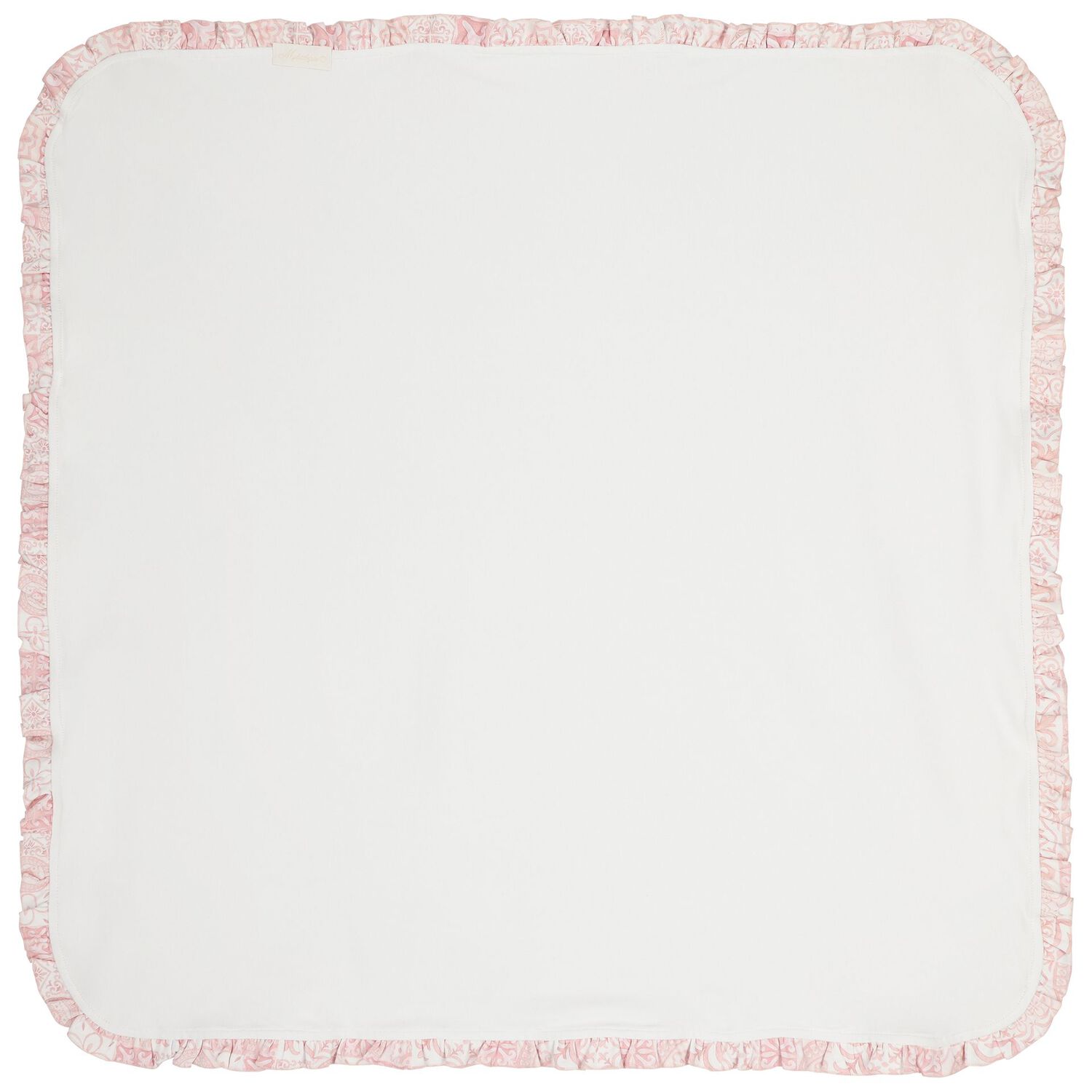 Baby Girls Pink & White Ruffled Blanket, 1, hi-res
