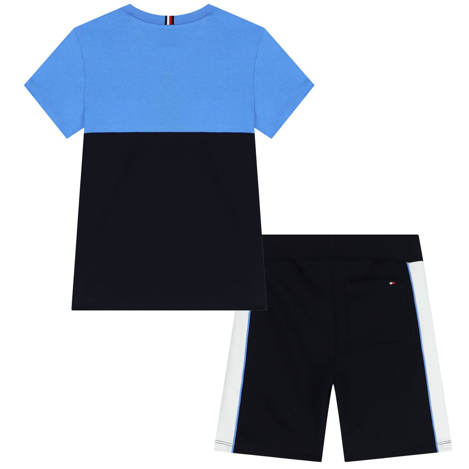 Boys Navy Blue & Blue Logo Shorts Set, 1, hi-res image number null