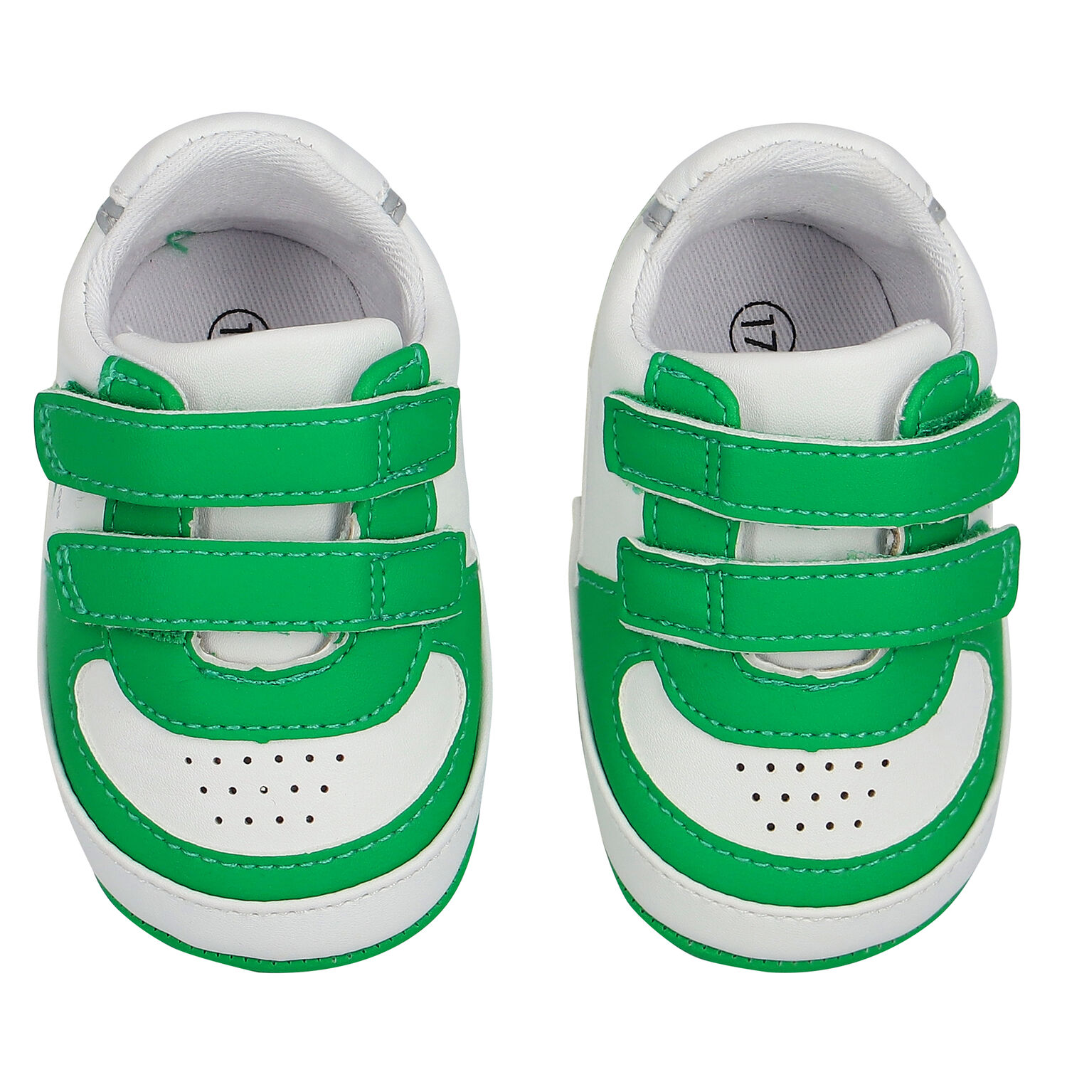 Baby Boys White & Green Logo Pre Walker Shoes, 1, hi-res