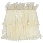 Girls Ivory Sequin Ruffled Skirt, 1, hi-res