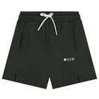 Boys Black Logo Shorts, 1, hi-res