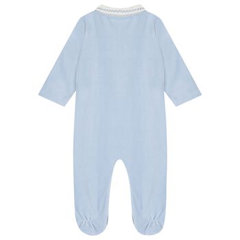 Baby Boys Blue Embroidered Babygrow