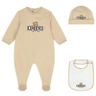 Beige Teddy Bear Logo Babygrow Gift Set, 2, hi-res