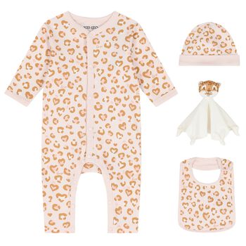 Baby Girls Pink Leopard Babygrow Gift Set
