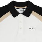 Boys White Logo Polo Shirt, 3, hi-res