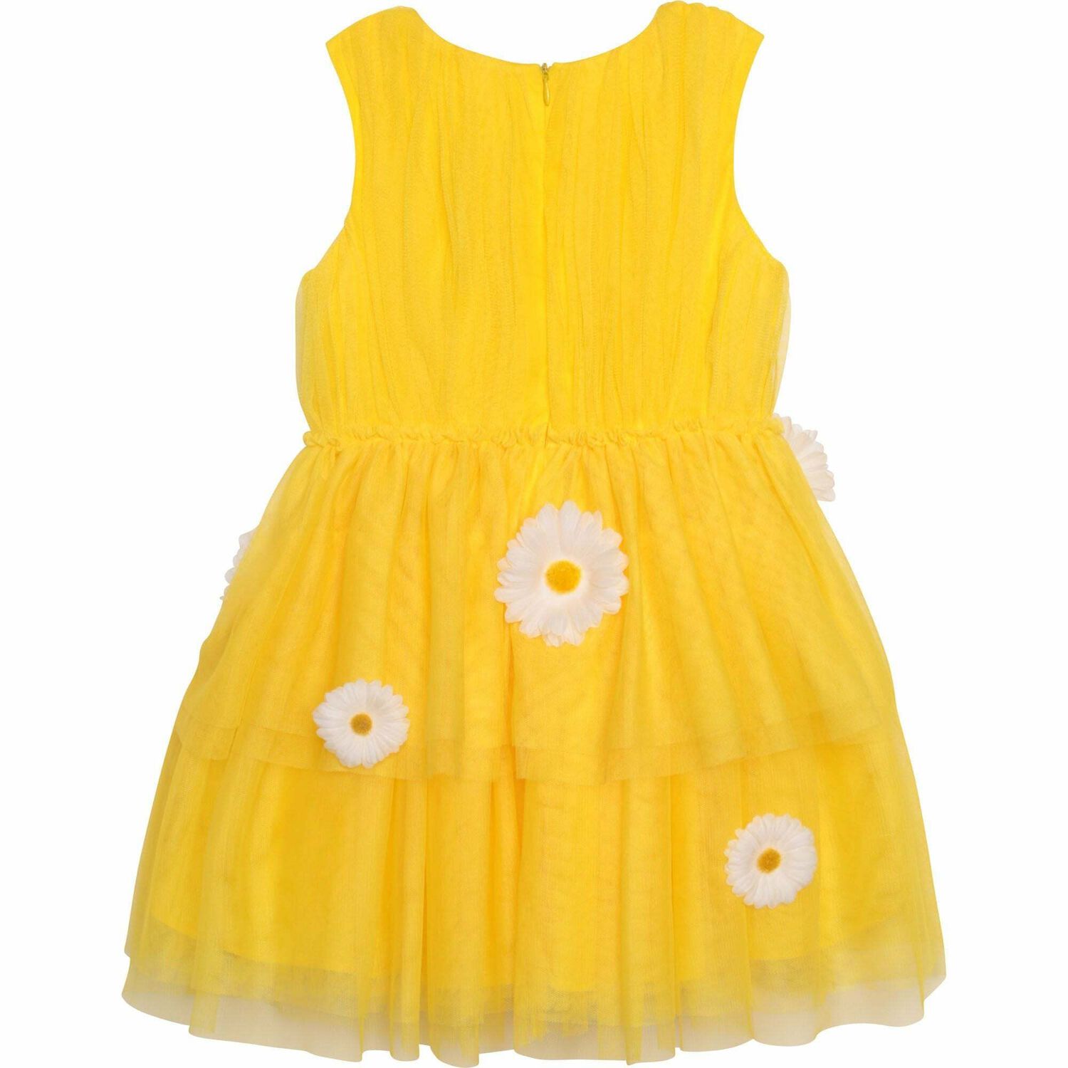 Girls Yellow Tulle Daisy Dress, 1, hi-res
